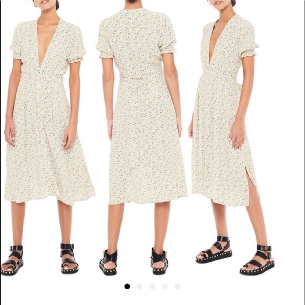 Revolve‎ Faithfull the Brand Farah Dress Betina Yellow Floral Women's Size US 4